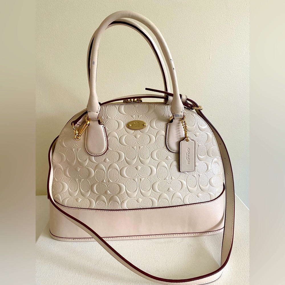 Coach Cream Domed Shoulder satchel with Handles and Strap